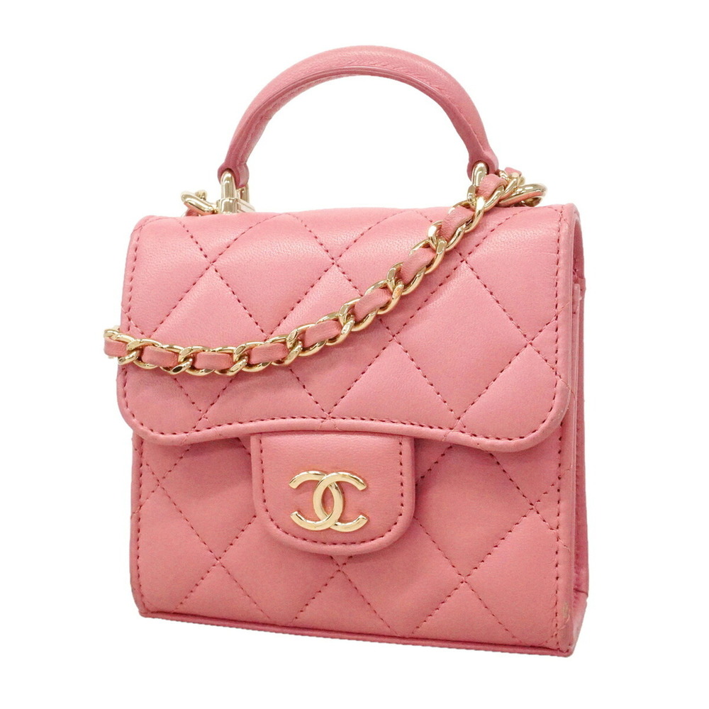 Chanel Matelassé Chain Shoulder Handbag, Lambskin, Pink, 2-way Bag for Women,...